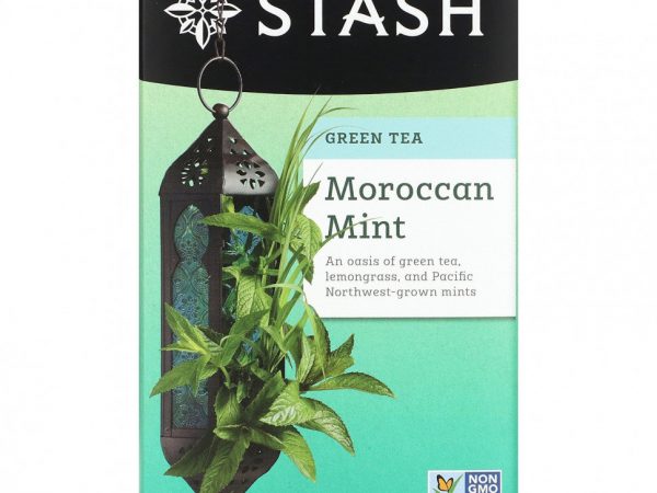 Stash Tea, зеленый чай, марокканская мята, 20 чайных пакетиков, 26 г (0,9 унции)