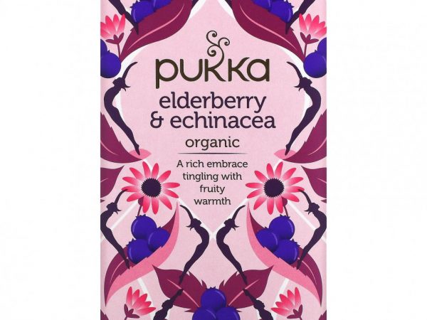 Pukka Herbs, Бузина и эхинацея, 20 пакетиков с фруктовым чаем, 40 г (1,41 унции)