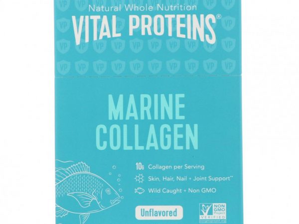 Vital Proteins, Морской коллаген, без вкусовых добавок, 20 пакетиков, 10 г (0,35 унции) в каждом