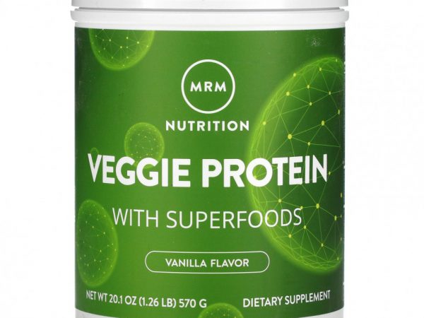 MRM, растительный протеин с суперфудами, со вкусом ванили, 570 г (1,26 фунта)