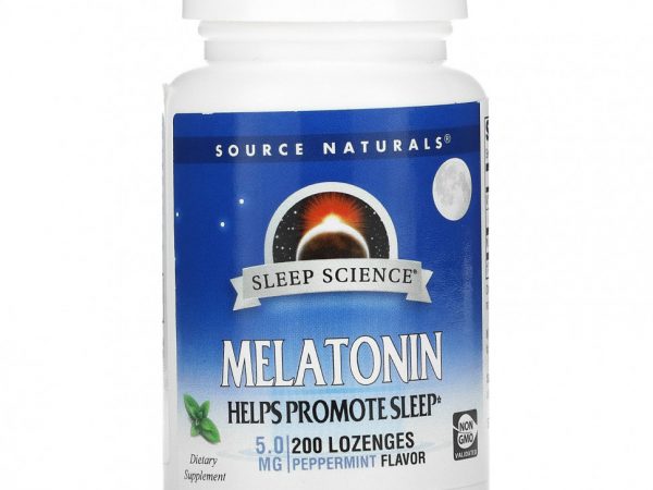 Source Naturals, Мелатонин, мята, 5 мг, 200 пастилок