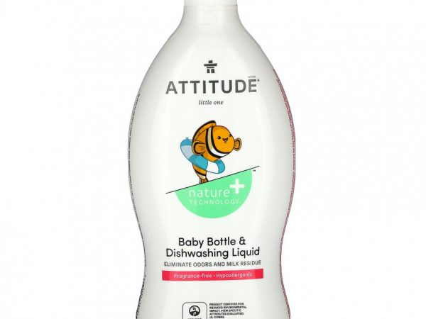ATTITUDE, Жидкость для мытья бутылочек и детской посуды, без запаха, 700 мл