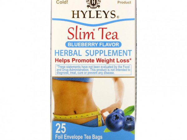Hyleys Tea, Slim Tea, Со вкусом черники, 25 чайных пакетиков в фольгированных пакетиках, 1,32 унции (37,5 г)