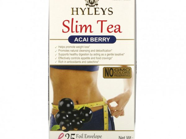 Hyleys Tea, Slim Tea, ягоды асаи, 25 чайных пакетиков в фольгированных пакетиках, по 1,5 г (0,05 унции)