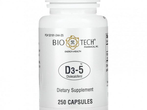 Bio Tech Pharmacal, D3-5 холекальциферол, 250 капсул