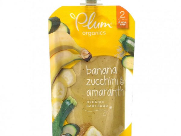 Plum Organics, органическое детское питание, этап 2, банан, цуккини и амарант, 99 г (3,5 унции)