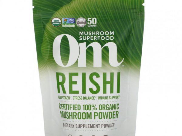 Om Mushrooms, Рейши, Сертифицированный 100% органический грибной порошок, 3,5 унции (100 г)