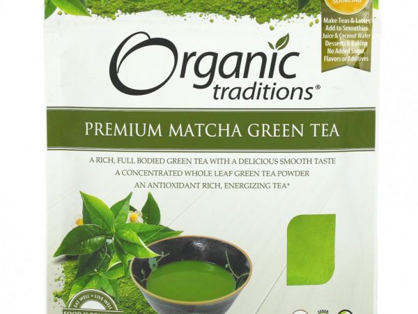 Organic Traditions, Премиум зеленый чай матча, 3,5 унции (100 г)