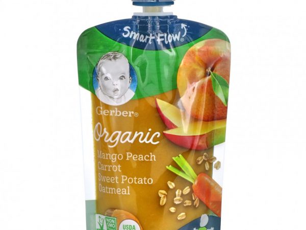 Gerber, Organic Mango, Peach, Carrot, Sweet Potato, Oatmeal, Toddler, 12+ Months, 3.5 oz (99 g)