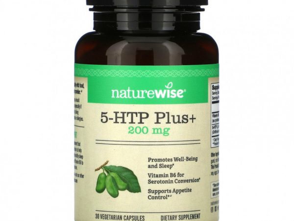 NatureWise, 5-гидрокситриптофан Плюс+, 200 мг, 30 вегетарианских капсул