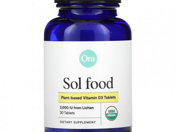 Ora, Sol Food, растительный витамин D3, 2000 МЕ, 30 таблеток