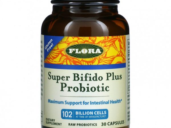Flora, Super Bifido Plus, пробиотик с бифидобактериями, 120 млрд клеток, 30 капсул