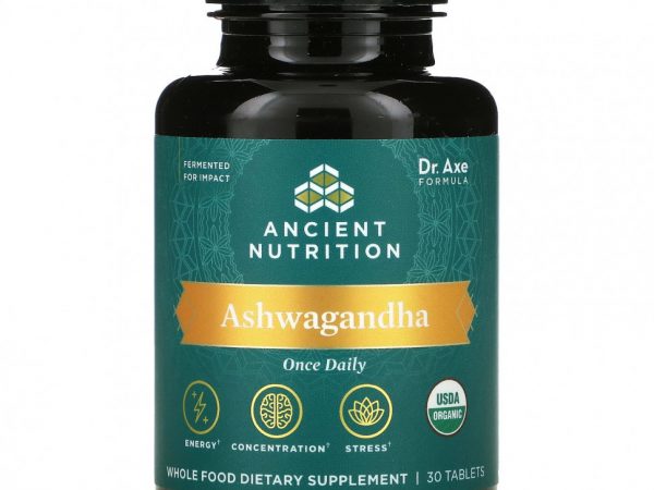 Dr. Axe / Ancient Nutrition, Ашваганда, 30 таблеток