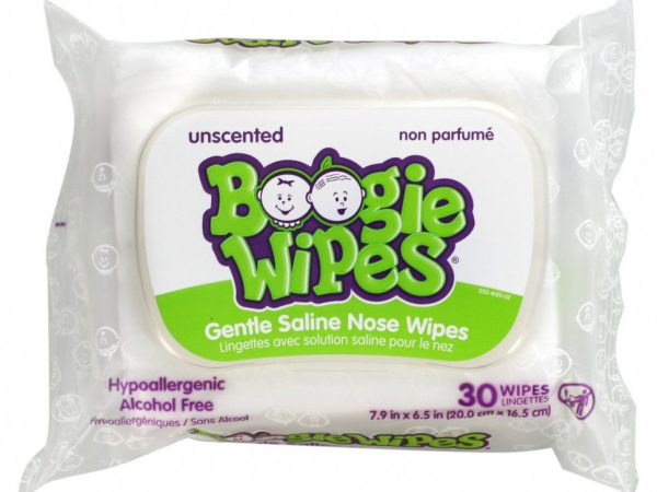 Boogie Wipes, Салфетки для носа с мягким солевым покрытием, без запаха, 30 салфеток
