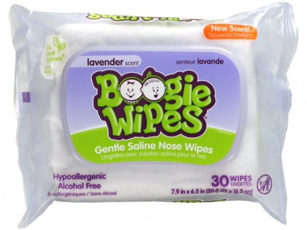 Boogie Wipes, Нежные солевые салфетки для носа, аромат лаванды, 30 салфеток