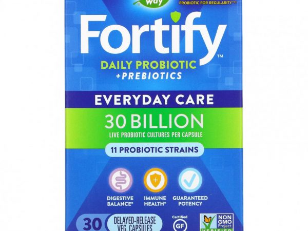 Nature's Way, Fortify, Daily Probiotic + Prebiotics, Everyday Care, 30 Billion CFU, 30 Delayed-Release Veg. Capsules