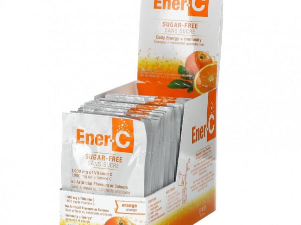 Ener-C, витамин C, смесь для приготовления мультивитаминного напитка со вкусом апельсина, без сахара, 1000 мг, 30 пакетиков, 5,35 г (0,2 унций) в каждом