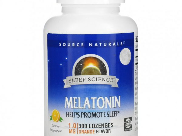 Source Naturals, Sleep Science, мелатонин, апельсин, 1 мг, 300 пастилок