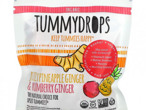 Tummydrops, Органический, сочный ананас, имбирь и юмберри, 33 пастилки, 105 г (3,7 унции)
