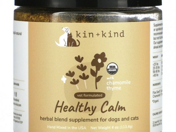 Kin+Kind, Healthy Calm, травяная добавка для собак и кошек, с ромашкой и чабрецом, 113,4 г (4 унции)