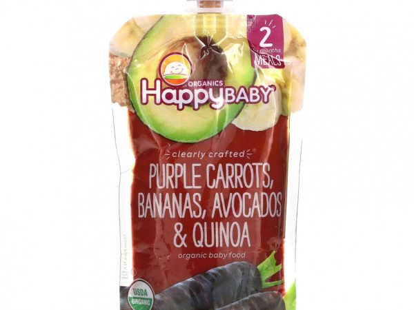 Happy Family Organics, Happy Baby, Stage 2, фиолетовая морковь, бананы, авокадо и киноа, 4 унции (113 г)