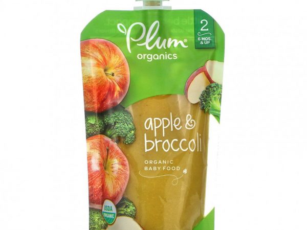 Plum Organics, органическое детское питание, этап 2, яблоко и брокколи, 113 г (4 унции)