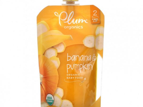 Plum Organics, Органическое детское питание, 2 этап, банан и тыква, 4 унц. (113 г.)
