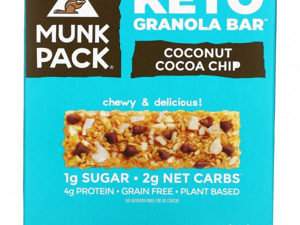 Munk Pack, Keto Granola, кокосовая и какао-крошка, 4 батончика, 32 г (1,12 унции)