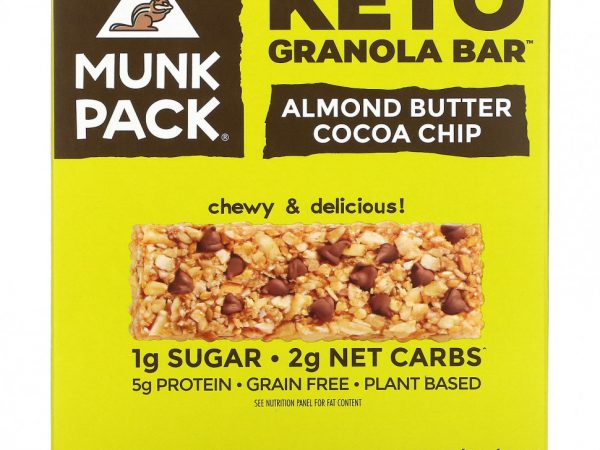 Munk Pack, Keto Granola, батончики с миндальным маслом и какао, 4 батончика по 32 г (1,12 унции)
