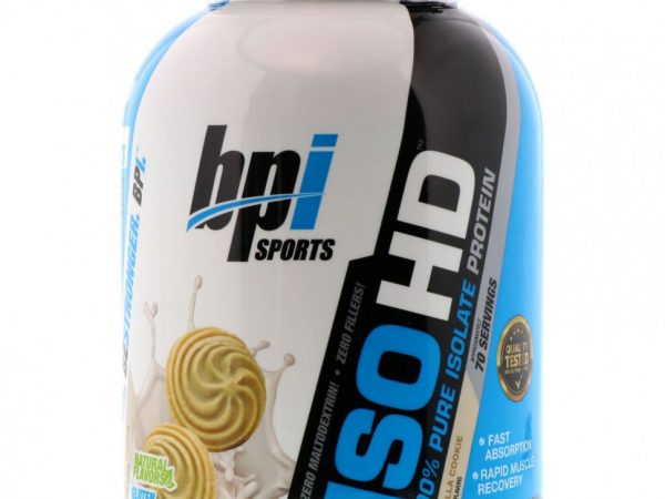 BPI Sports, ISO HD, 100% чистый изолят протеина, со вкусом ванильного печенья, 2170 г (4,8 фунта)