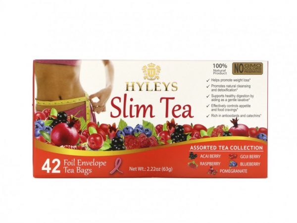 Hyleys Tea, Slim Tea, ассорти из коллекций чая, 42 чайных пакетика в фольгированных пакетиках, по 1,5 г (0,05 унции)