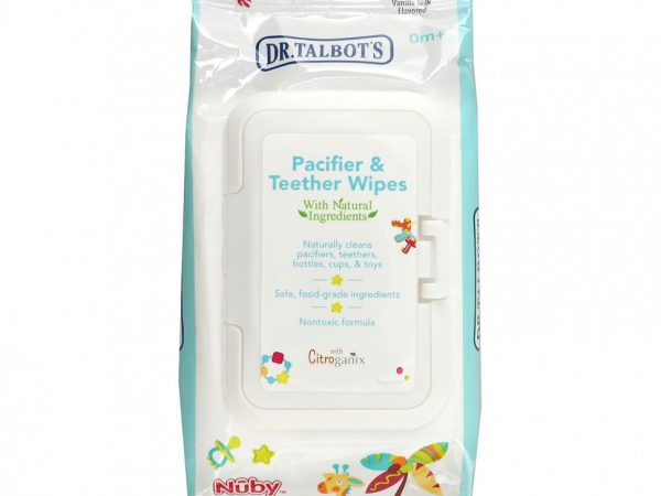 Dr. Talbot's, Pacifier & Teether Wipes, 0m +, Vanilla Milk Flavored, 48 Wipes