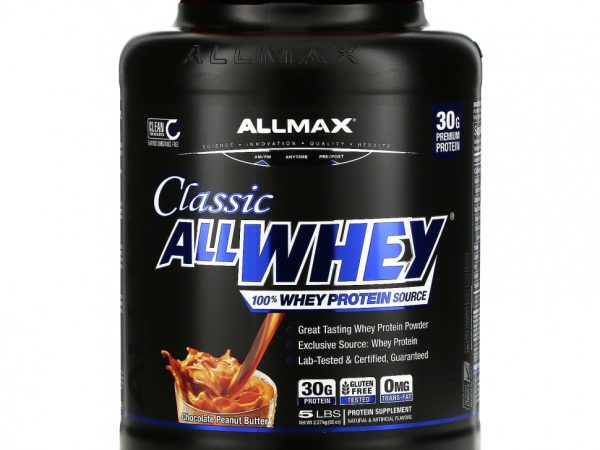 ALLMAX Nutrition, Classic AllWhey, 100% сывороточный протеин, шоколад и арахисовое масло, 2,27 кг (5 фунтов)