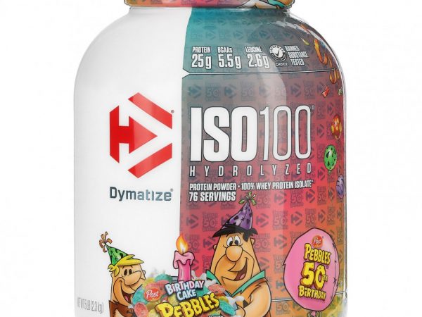 Dymatize Nutrition, ISO100, гидролизованный 100%-ный изолят сывороточного протеина, со вкусом праздничного торта, 2,3 кг (5 фунтов)