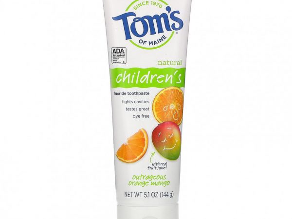 Tom's of Maine, Натуральная зубная паста с фтором для детей, аппетитный апельсин и манго, 144 г (5,1 унции)