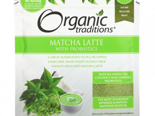 Organic Traditions, Матча латте с пробиотиками, 150 г (5,3 унции)