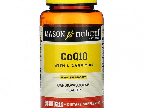 Mason Natural, коэнзим Q10 с L-карнитином, 50 капсул