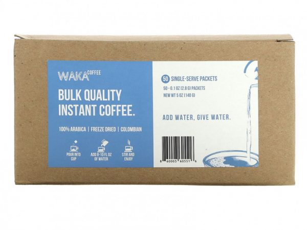 Waka Coffee, Растворимый кофе из 100% арабики, лиофилизированный колумбийский, 50 порционных пакетиков по 2,8 г (0,1 унции)
