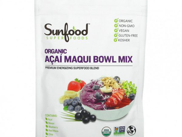 Sunfood, Superfoods, смесь для приготовления блюд с органическим асаи и аристотелией, 170 г (6 унций)
