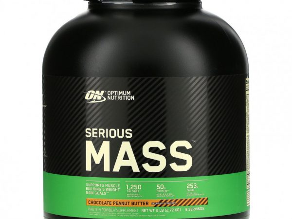 Optimum Nutrition, Serious Mass, протеиновый порошок, шоколадно-арахисовое масло, 2,72 кг (6 фунтов)
