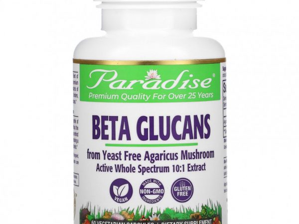 Paradise Herbs, Бета-глюканы, 60 вегетарианских капсул