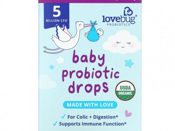LoveBug Probiotics, пробиотик для детей, в жидкой форме, 5 млрд КОЕ, 10 мл (0,34 жидк. унции)