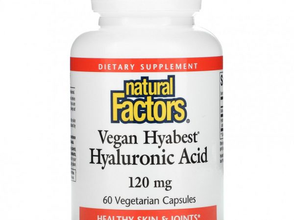 Natural Factors, Веганская гиалуроновая кислота, 120 мг, 60 вегетарианских капсул