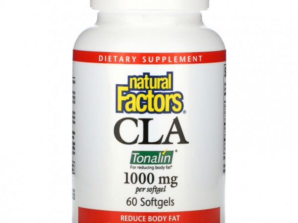 Natural Factors, КЛК, 1000 мг, 60 мягких таблеток