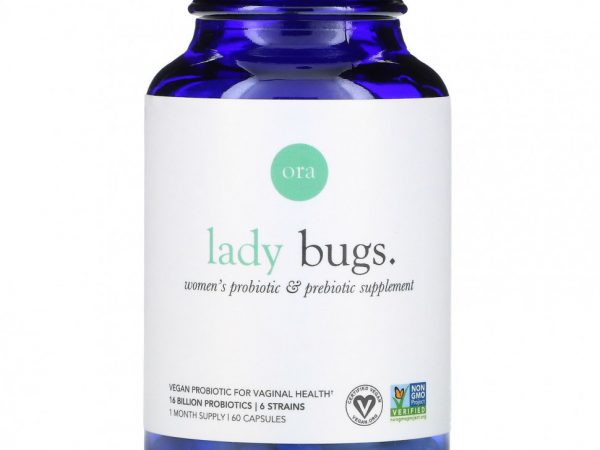 Ora, Lady Bugs, добавка с пробиотиками и пребиотиками для женщин, 60 капсул