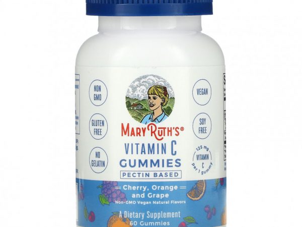 MaryRuth Organics, Жевательные мармеладки с витамином C, вишня, апельсин и виноград, 125 мг, 60 жевательных таблеток