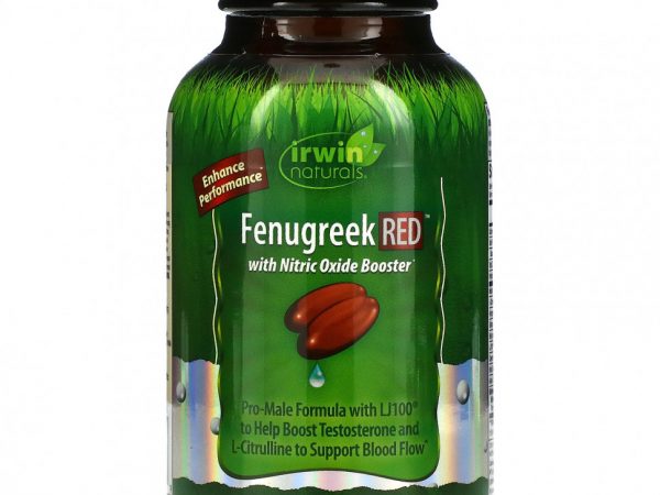 Irwin Naturals, Пажитник RED с бустером оксида азота, 60 желатиновых капсул