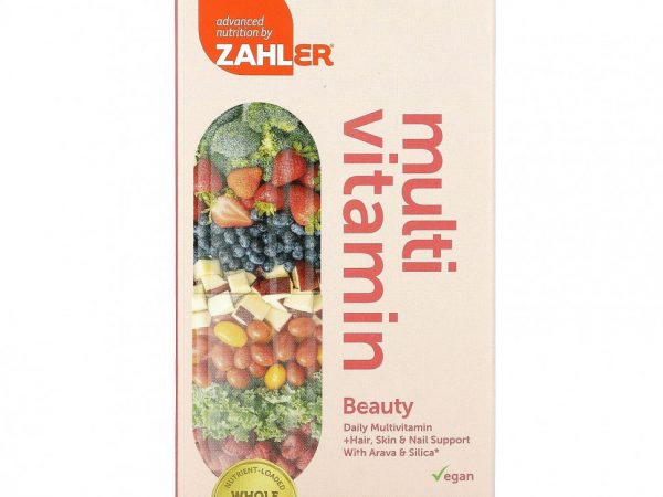 Zahler, Beauty, Ежедневные мультивитамины + поддержка волос, кожи и ногтей с аравой и кремнеземом, 60 капсул
