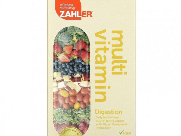 Zahler, Пищеварение, Ежедневные мультивитамины + поддержка здоровья кишечника с комплексом переваривания и пробиотиками, 60 капсул