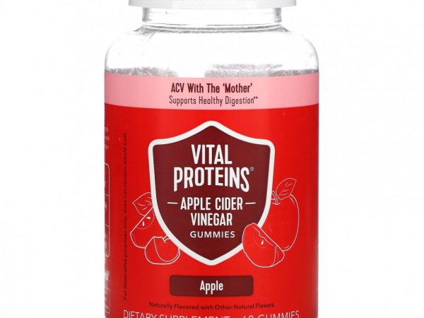 Vital Proteins, Жевательные мармеладки с яблочным уксусом, яблоко, 60 жевательных таблеток